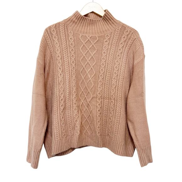 LOFT Sweaters - Loft Tan Knit Wool Blend Mock Neck Sweater Sz M